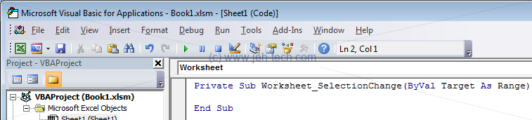 Excel Worksheet_SelectionChange function